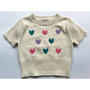 Girl's Peek Heart Short Sleeve Sweater Size 4/5